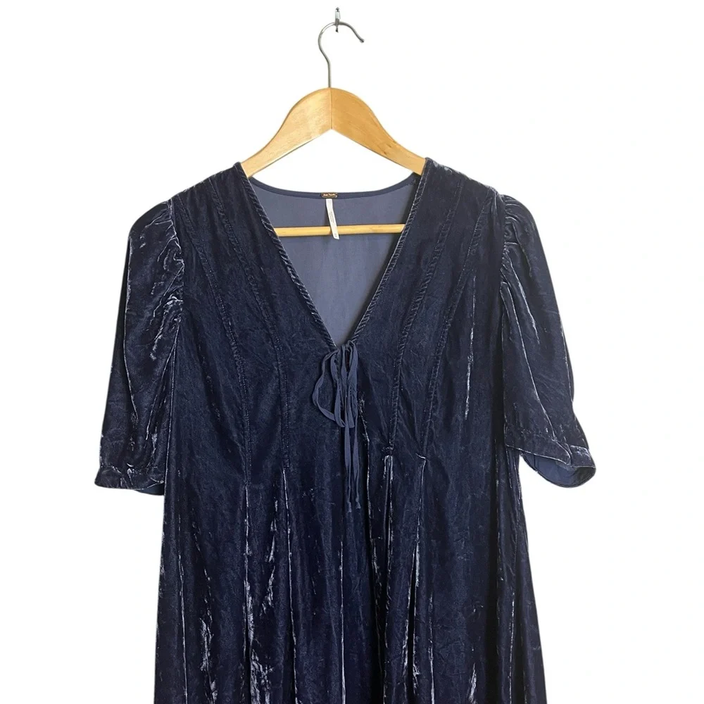 Free People Adelle Velvet Tunic/Mini Dress in Indigo Lost   Sz M